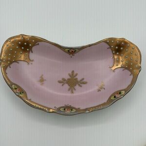 Vintage Pink/Gold Hand Painted Lenwile China Ardalt Japan Numbered Dish